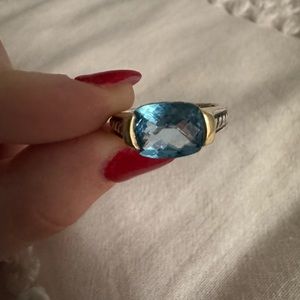 AUTHENTIC DAVID YURMAN 18kt and sterling silver ring blue topaz